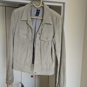 GAP Light Beige Suede Button-Up Jacket